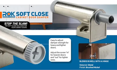 Vista 7 de Paquete de 10 herrajes Rok con cierre suave para puertas de gabinete/adaptador de cierre suave de metal, amortiguador, hardware, zinc, bisagra