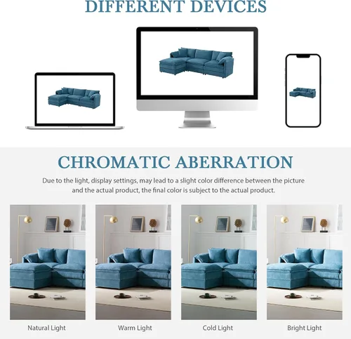 Vista 61 de Moderno sofá modular en forma de U con almohadas para la cintura, sofá cama con diván, sofá tapizado simétrico de felpilla de 6 asientos para sala