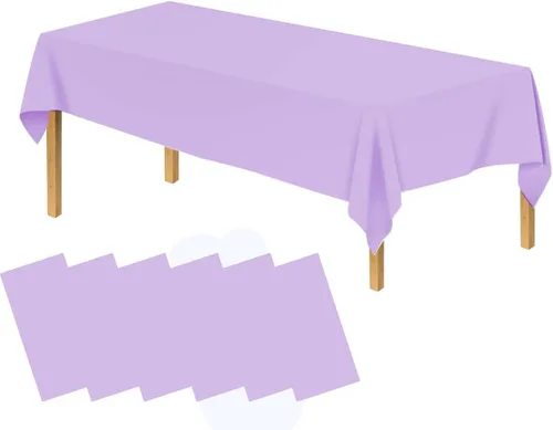 Vista 40 de Mantel de plástico rosa claro (paquete de 2), funda de mesa de comedor de 54 x 108 pulgadas para mesa rectangular, manteles desechables