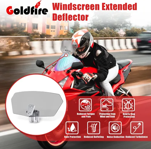 Vista 4 de Goldfire Extensión Universal de Parabrisas de Motocicleta Parabrisas Extendido Deflector Extensión de Parabrisas de Motocicleta Deflector de Viento