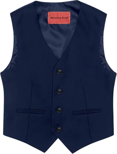 Vista 4 de Marvelous World Boys' Formal Slim fit Suit Set,Adjustable Waist