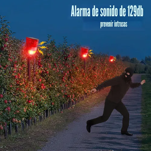 Vista 6 de Qualirey Alarma solar de sonido y luz, sensor de movimiento, sirena de seguridad para exteriores, 129 db, detector activado impermeable, alarma