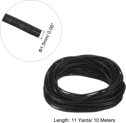 Vista 2 de uxcell 11 yardas 0.059 in redondo cordón de cuero cordón cuerda para manualidades DIY negro