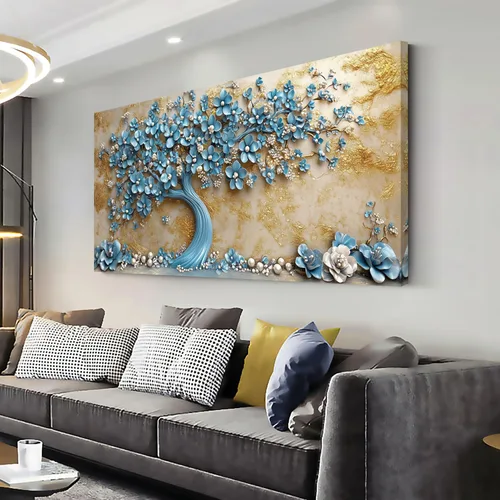 Vista 16 de ZOMNAI Arte de pared de mujer japonesa, pintura de estilo asiático, fondo amarillo, decoración de pared, tatuaje de peces en la parte posterior