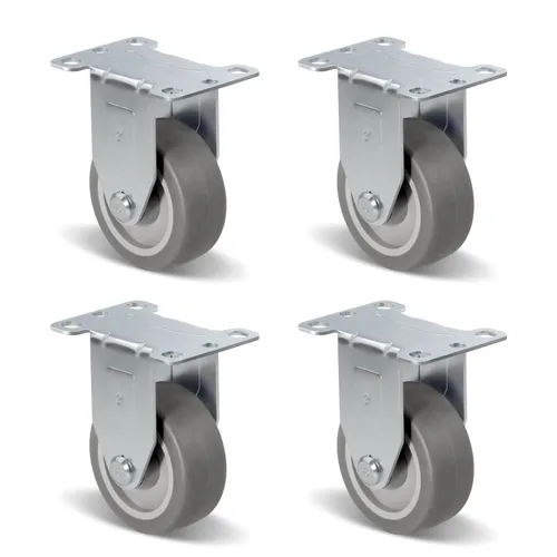 Vista 9 de Ruedas resistentes de 3 pulgadas, ruedas giratorias con frenos, ruedas de placa con rueda de goma para muebles, plataforma, camión, carrito