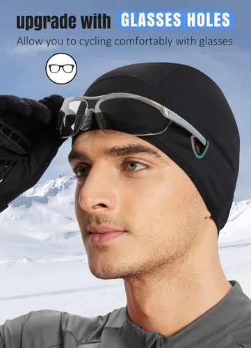 Vista 3 de BALEAF Sombreros de invierno con diseño de calavera para hombres y mujeres, calentadores de oídos, para clima frío, forro de casco para ciclismo