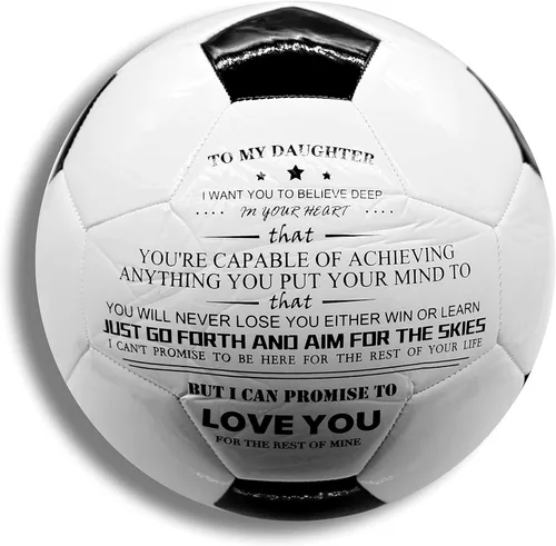 Vista 4 de Balón de fútbol tradicional tamaño 5, regalos para hija, hijo, nieto, regalos de fútbol inspiradores personalizados y atractivos