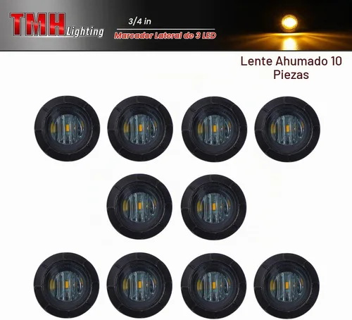 Vista 2 de TMH 10 unidades de 3/4 pulgadas de lente ahumada ámbar 3 LED mini redondo en miniatura lateral marcador lateral luces con goma adecuado para 10