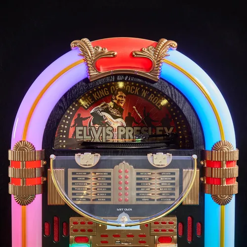Vista 5 de Arkrocket Jukebox reproductor de discos de vinilo de tamaño completo Bluetooth USB SD Reproductor de CD Radio, tocadiscos retro clásico Jukebox