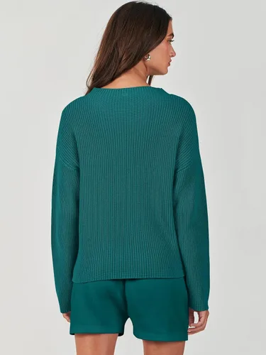 Vista 4 de ANRABESS Conjunto de dos piezas para mujer, suéter de punto, manga larga, tops y pantalones cortos
