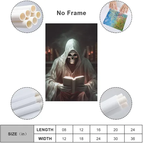 Vista 2 de HHGaoArt Lienzo gótico para pared, póster de fantasmas de Halloween, imagen espeluznante en lienzo
