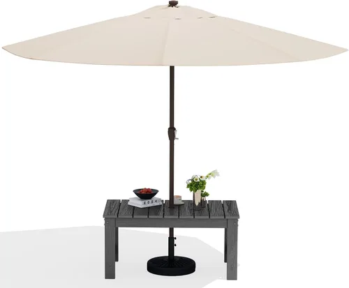 Vista 19 de SERWALL Mesa de centro para exteriores con agujero para sombrilla de 1.69 pulgadas, mesa de centro de polietileno de alta densidad para patio, Verde
