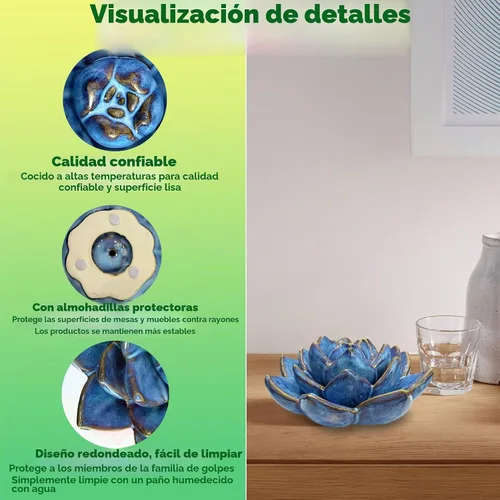 Vista 2 de Centro de mesa de flores suculentas de cerámica (azul)
