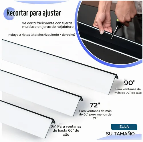 Vista 6 de Tiras de bloqueo de luz – Blancas 152 cm, Juego de 2 – Bloqueador de luz para persianas enrollables y cortinas de celulosa – Bloqueador de luz