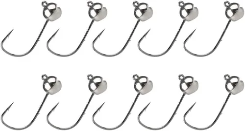 Vista 9 de 10 cabezas de tungsteno con soporte para cebo, cabeza redonda para pequeños cebos de plástico y peces, Crappie y Bluegills