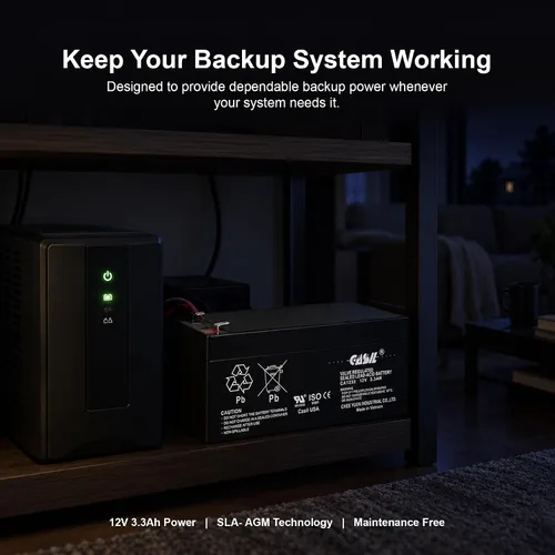 Vista 4 de Casil Batería de repuesto de 12V 3.3Ah para Amstron AP1232 AP-1234 AP123 APC Back-UPS ES 350 ES BE325-CN/B ES BE350C / BE3 UPS ES350 BE350R BP3-12