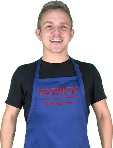 Vista 6 de Delantal de chef personalizado con nombre bordado, delantal de cocina personalizado para hombres y mujeres, delantal de chef para adultos, regalo