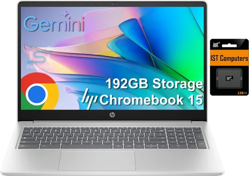 Vista 10 de Laptop HP Chromebook 15 de 15,6", Intel N200, 8 GB de RAM DDR5