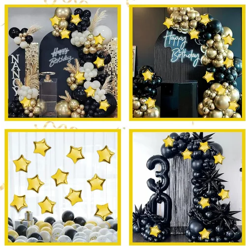 Vista 7 de Globos de estrella, 50 globos de aluminio dorados en forma de estrella de 10 pulgadas para fiesta de cumpleaños, ceremonia de graduación, boda