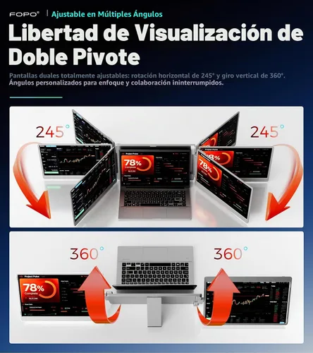 Vista 7 de Extensor de pantalla para portátil 16"-1200P 16:10 FHD Triple Monitor