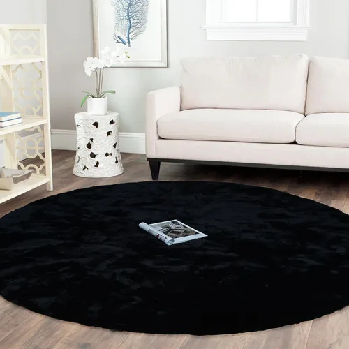 Vista 9 de Latepis Alfombra Pequeña Negra Esponjosa 2x3 pies Manta de Piel Sintética de Conejo Alfombra Suave Lavable Alfombras Peludas Shag para Dormitorio