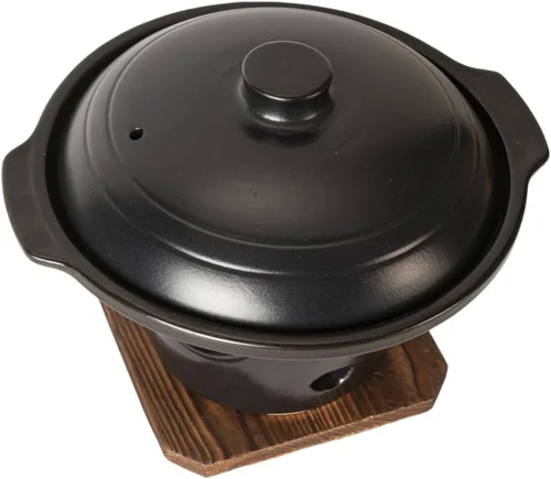 Vista 7 de Urban Tokyo Olla japonesa de loza irori para parrilla Tobanyaki, placa de cerámica con estufa y salvamanteles Kaiseki Ryori 10 onzas líquidas olla