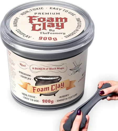 Vista 10 de The Foamory Arcilla de espuma moldeable para cosplay (300g Negro) Arcilla seca al aire de alta densidad, espuma EVA se lija y pinta fácilmente,