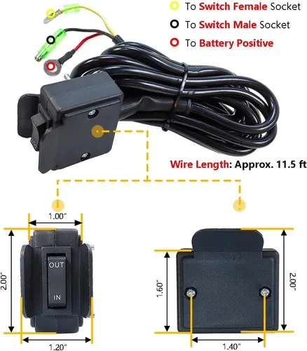Vista 4 de Contactor de relé de solenoide de cabrestante de 12V 250A con tapas de terminales e interruptor de pulgar del balancín del cabrestante con soportes