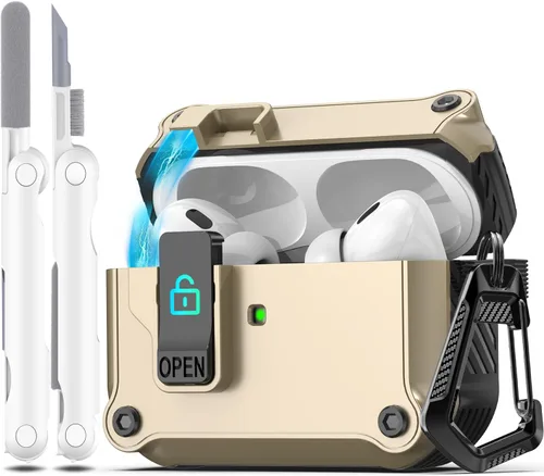 Vista 62 de R-fun Funda de carga compatible con AirPods de 2ª generación 2019, 1ª generación 2016, protección completa contra caídas, tapa desplegable