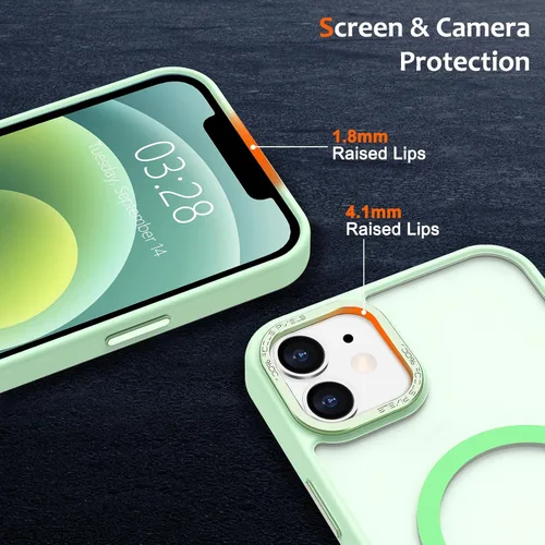 Vista 629 de Anuck - Funda magnética para iPhone 11 compatible con MagSafe, carcasa trasera mate translúcida dura, borde de TPU, delgada, resistente a impactos
