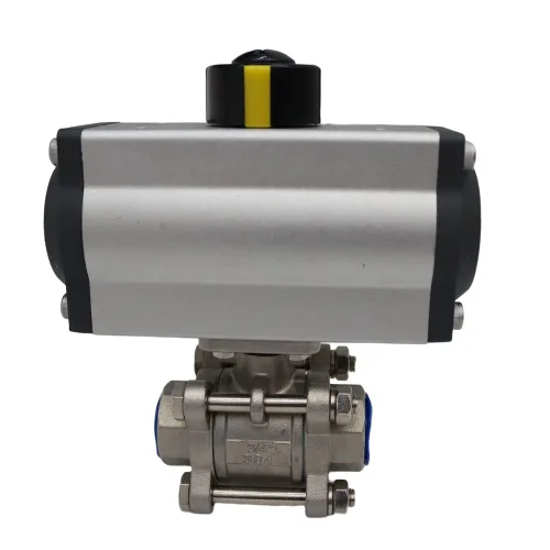 Vista 4 de INTSUPERMAI Válvula de bola neumática de tres piezas de 3/4 pulgadas, globo de acción doble roscado acero inoxidable 304 para sistema de control