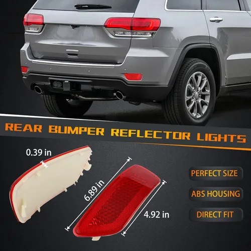 Vista 2 de Lámpara reflectora de parachoques trasero compatible con Jeep Grand Cherokee 2012-2018, Patriot 2013-2017, Dodge Journey 2012-2020 Reflectores