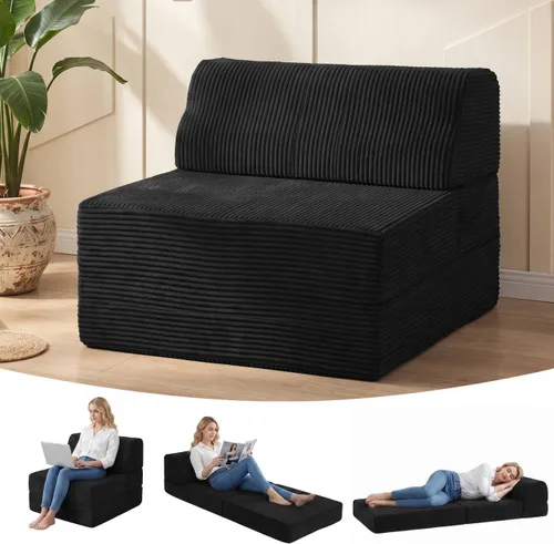Vista 13 de Kasunpul sofá cama plegable con cojín, sofá cama plegable de espuma viscoelástica, silla cama convertible con funda lavable, sofá futón para piso