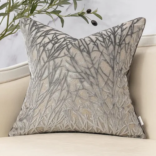Vista 12 de Yangest Funda de Almohada Decorativa de Ramas Beige de Terciopelo Funda de Cojín Neutra para Sofá Sillón Dormitorio Sala de Estar Decoración