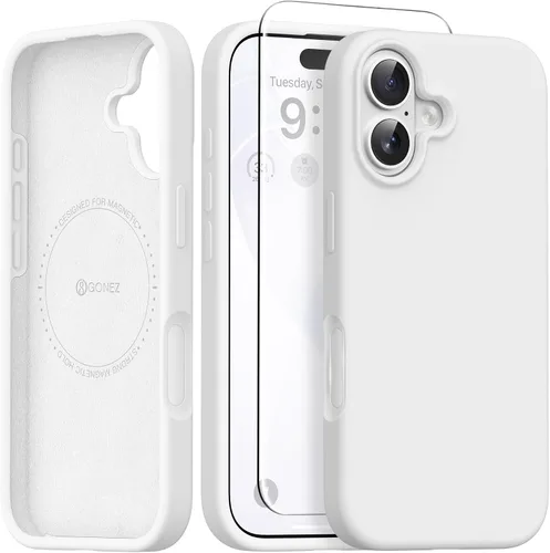 Vista 105 de GONEZ Funda magnética para iPhone 12 Case / 12 Pro Case, compatible con MagSafe, [protector de pantalla + protector de lente de cámara], funda