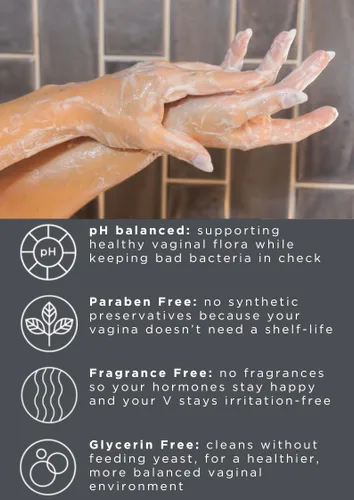 Vista 5 de Jabón femenino suave para mujeres, limpiador de vulva equilibrado con pH para pieles sensibles, higiene natural a base de plantas, jabón vaginal sin