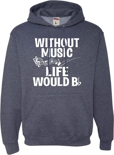 Vista 10 de Go All Out Sudadera con capucha para hombre y mujer sin música Life Would B Flat Funny Music Lovers Granate