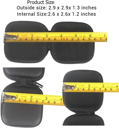 Vista 5 de Paquete de 2 fundas para auriculares, estuche cuadrado para llevar auriculares, mini bolsa de almacenamiento