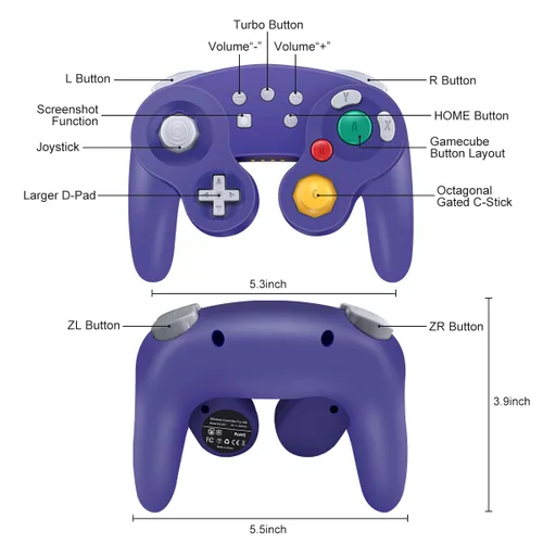 Vista 7 de ADHJIE Gamecube Controller for Switch Nintendo,Wireless Gamecube Switch Pro Controller for Nintendo SwitchPCSteam,6-Axis Gyro Motion,One-Button Wake