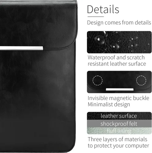 Vista 3 de Fundas para laptop (negro (cuero), 15-16 pulgadas)