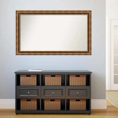 Vista 275 de Amanti Art Espejo de pared personalizado no biselado (25 x 25 pulgadas), marco de bronce acentuado, varios tamaños personalizados, espejo de baño