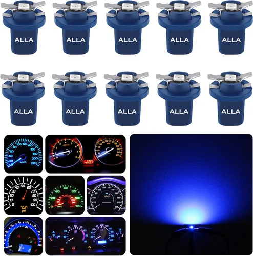Vista 15 de Alla Lighting Bombillas LED superbrillantes B8.3D 17058 202259 2721 MF8, luces de panel de instrumentos amarillo ámbar 3030 SMD, velocímetro