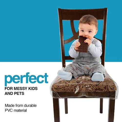 Vista 4 de Houseables Fundas de plástico para sillas, fundas de asiento de plástico para sillas de comedor, protectores de asiento, vinilo, impermeable