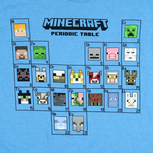 Vista 2 de Minecraft - Camiseta de mesa periódica para niño, Azul jaspeado