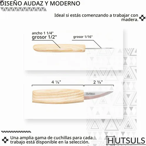 Vista 2 de Hutsuls Cuchillo de corte de madera para principiantes, cuchillo afilado para tallar en caja de regalo bellamente diseñada, herramienta