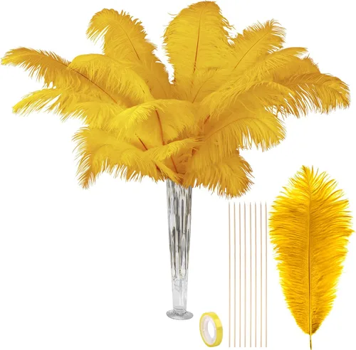 Vista 9 de VIJIV Plumas de avestruz grandes de color negro natural, 10 piezas, kit de fabricación de plumas de 28 pulgadas de largo para manualidades, flores