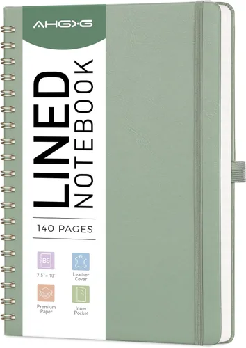 Vista 18 de AHGXG Cuaderno de espiral rayado de 8.5 x 11 pulgadas, cuadernos grandes A4 para mujeres y hombres, cuaderno de cuero de tapa dura con rayas