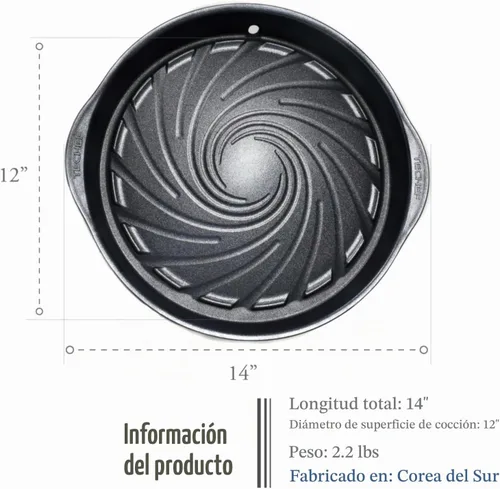 Vista 5 de TECHEF - Sartén antiadherente coreana para barbacoa, sartén KBBQ, sin PFOA, apto para horno lavavajillas, fabricado en Corea (negro)