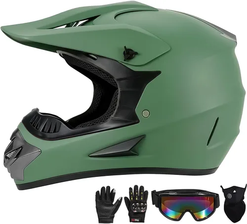 Vista 8 de Youth Kids Motocross Helmet, DOT Certified,ATV Dirt Bike Motorcycle, BMX 4-Wheeler Off-Road Mountain Bike,W/Gloves Goggles Mask
