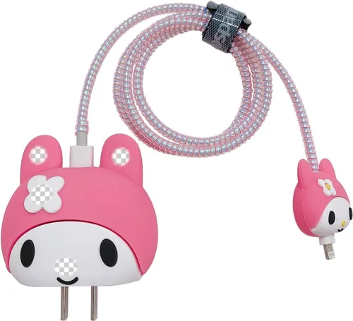 Vista 11 de Bonita funda protectora 3D de dibujos animados para cargador de pared, compatible con adaptador de corriente USB-C de 20 W de Apple y cable